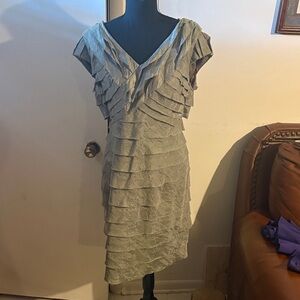 London Times Asymmetrical Gray Dress